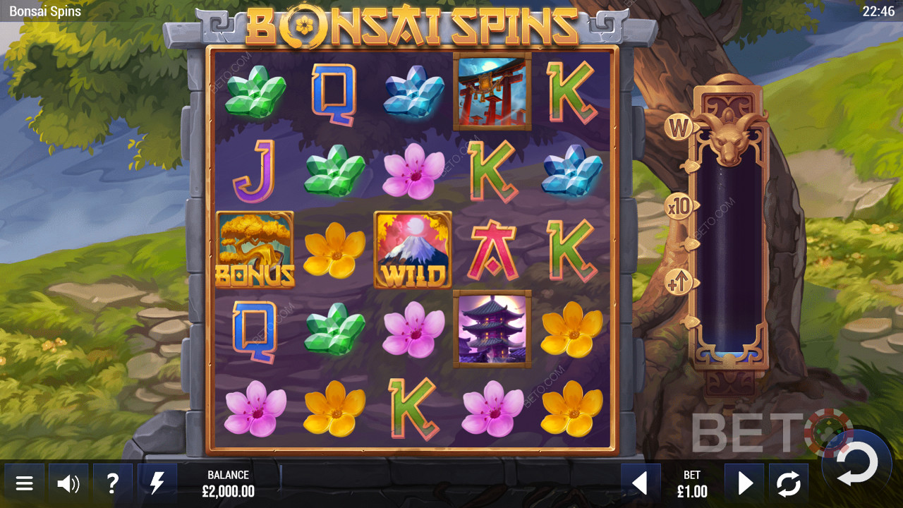 Metsateemaline Bonsai Spins mäng, mille on välja töötanud Epic Industries