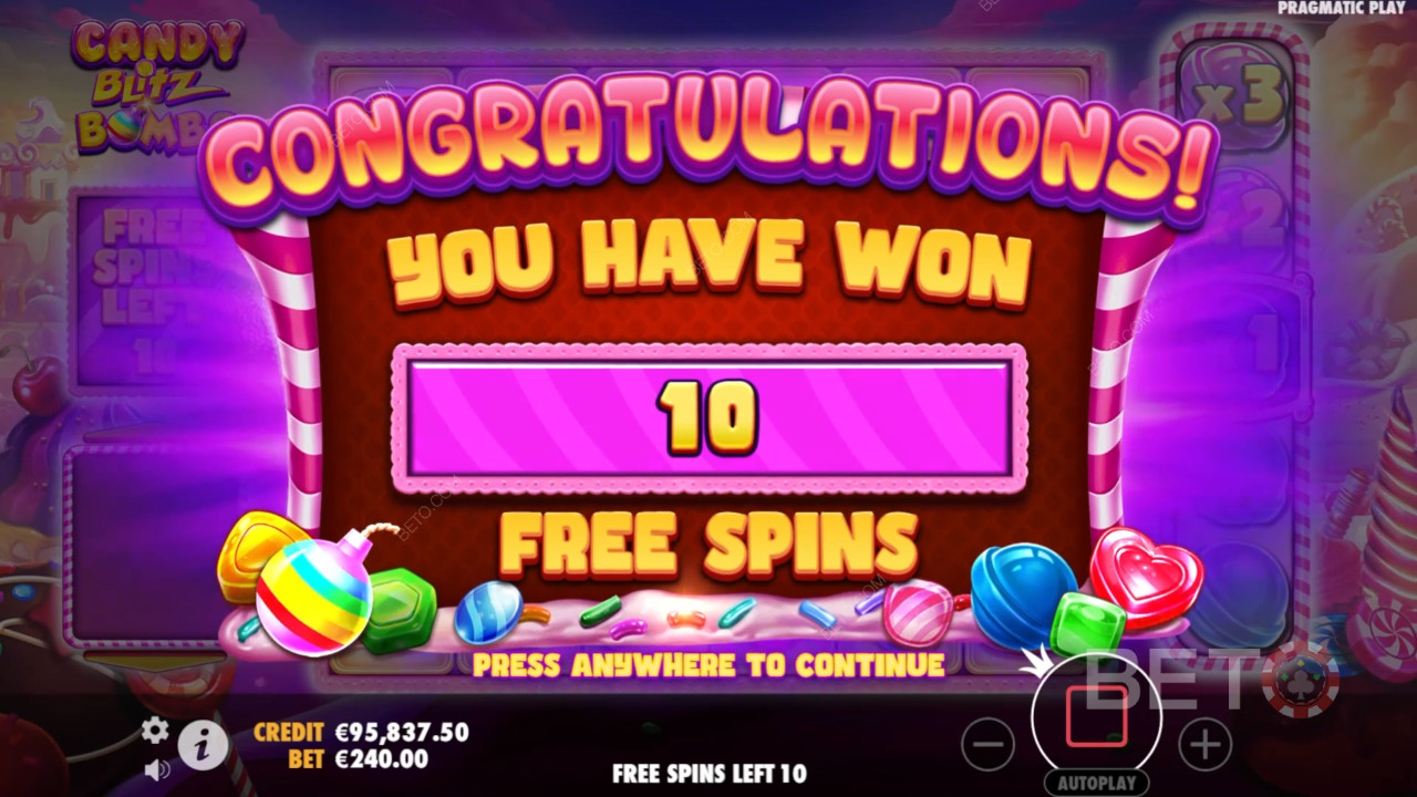 Võida 5,000x oma panus Candy Blitz Bombs video slotis!