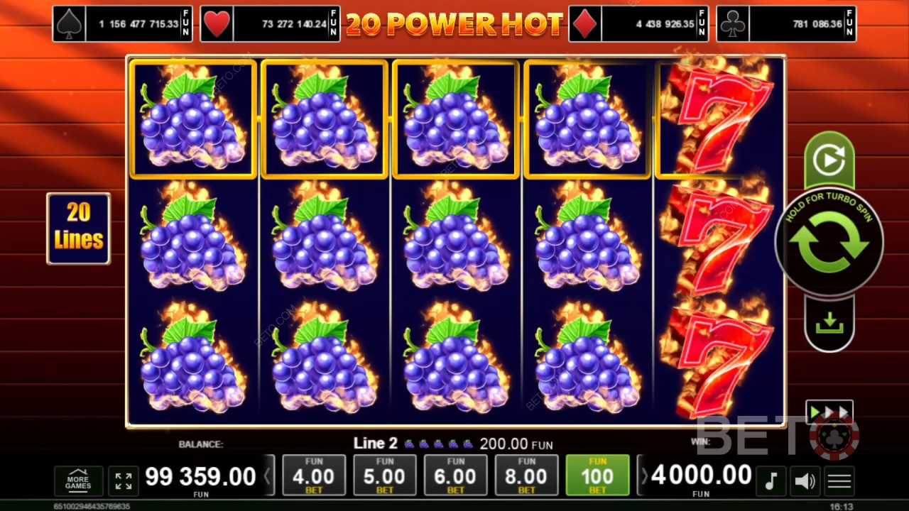 20 Power Hot ülevaade BETO Slots poolt