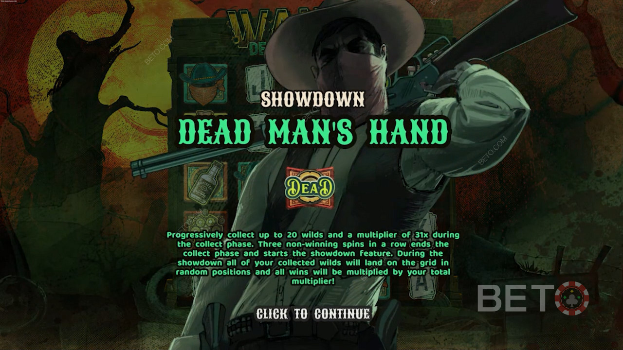 Wanted Dead or a Wild"Surnud mehe käsi" boonusfunktsioon