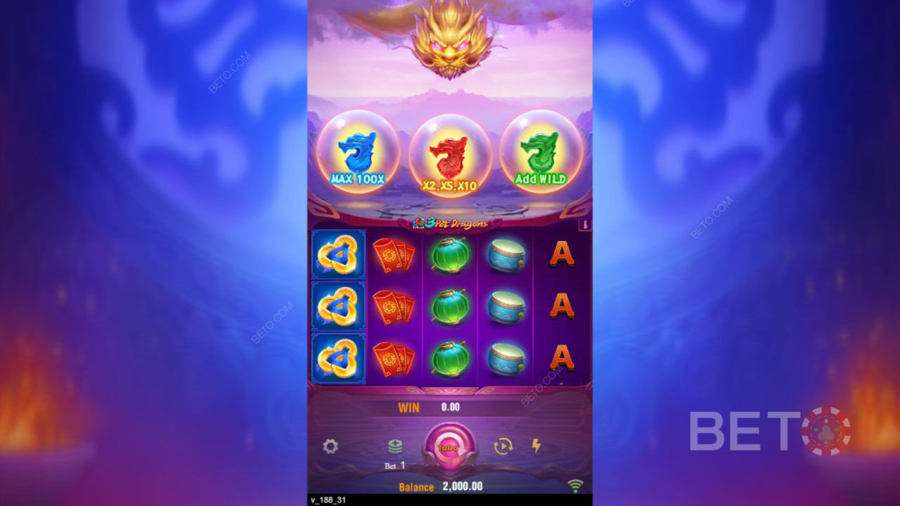 Võida 10,000x oma panus 3 Pot Dragons Online Slot!