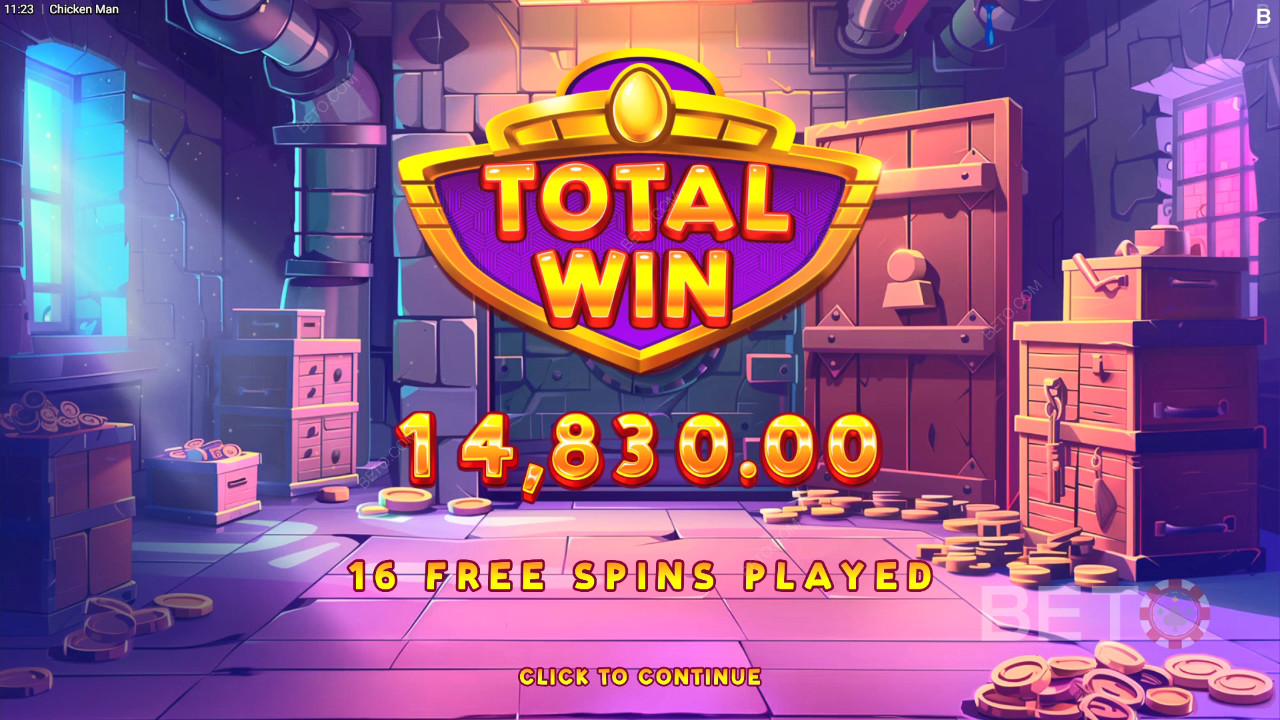 Võida 12,500x Sinu panus Chicken Man videoslotis!