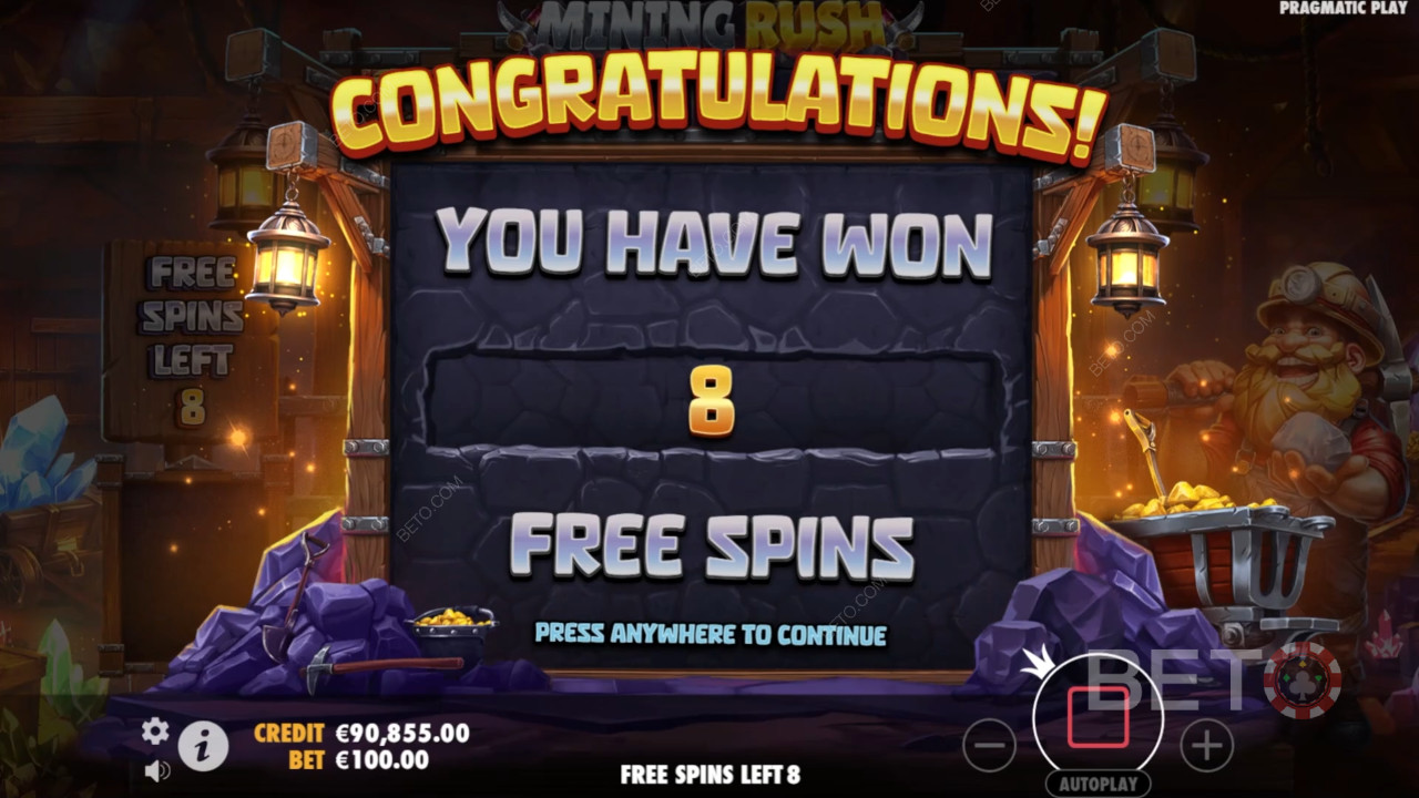 Boonusfunktsioonid, mida selgitab Mining Rush poolt Pragmatic Play
