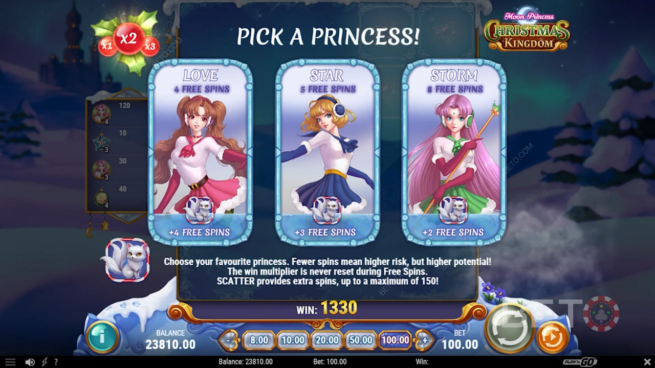 Eriline tasuta keerutuste voor Moon Princess Christmas Kingdom