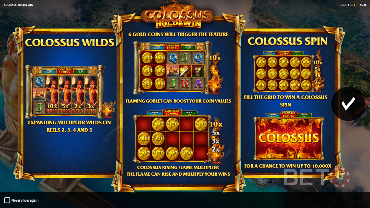 Naudi Colossus Wilds, Respins ja jackpotid Colossus: Hold and Win slotis