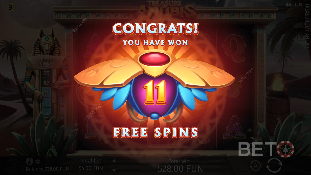 BGamingi poolt selgitatud Anubise aarde boonusomadused (Treasure of Anubis)