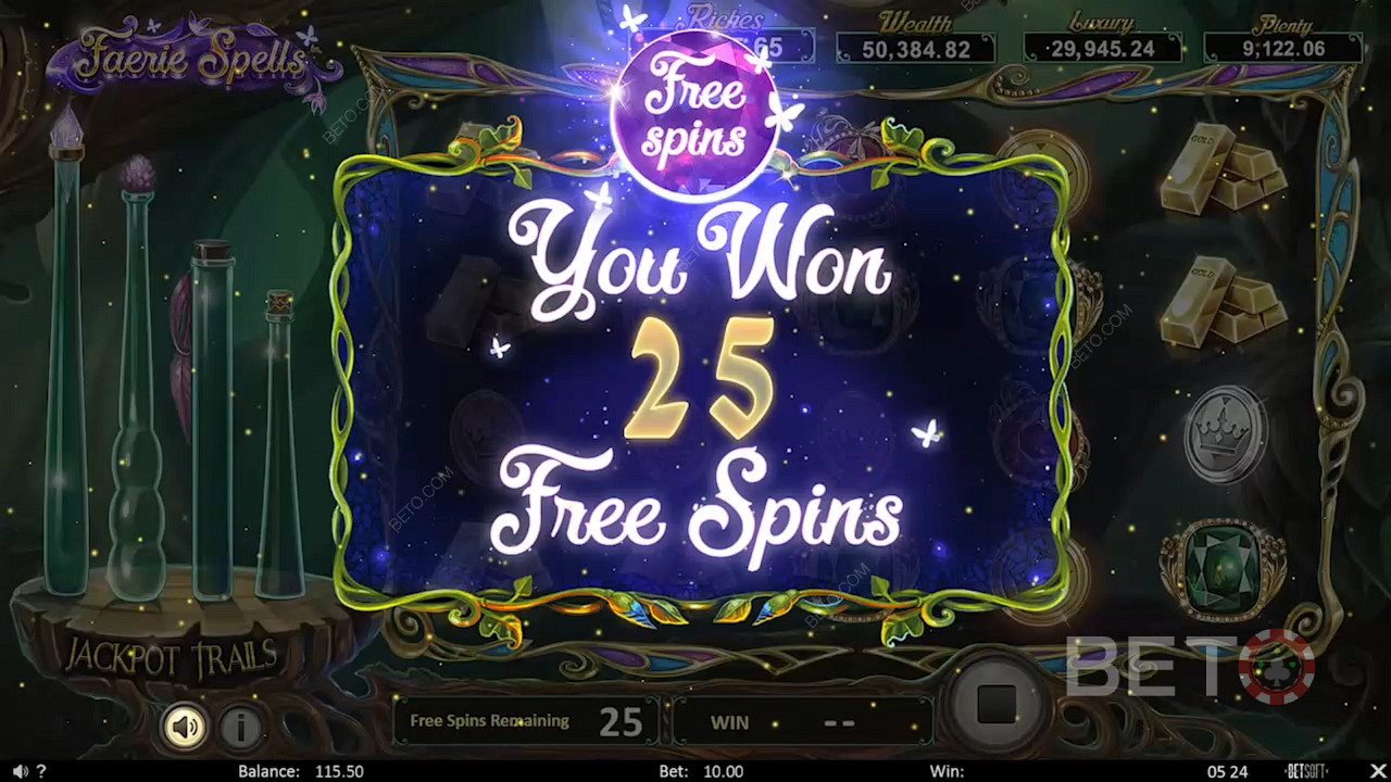 Võida kuni 25 tasuta spinni koos võimalusega võita jackpotid
