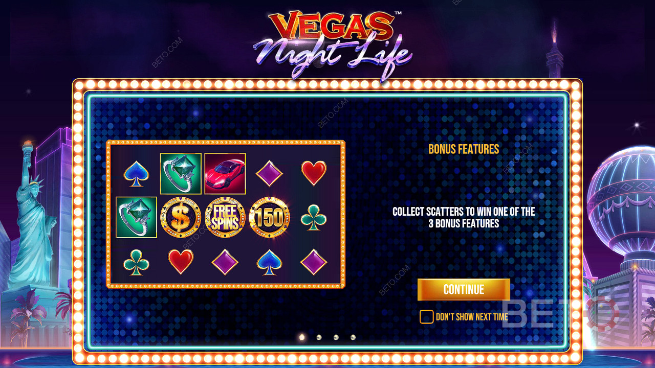 3 Scatterit annavad teile ühe Vegas Night Life mänguautomaadi boonustest.