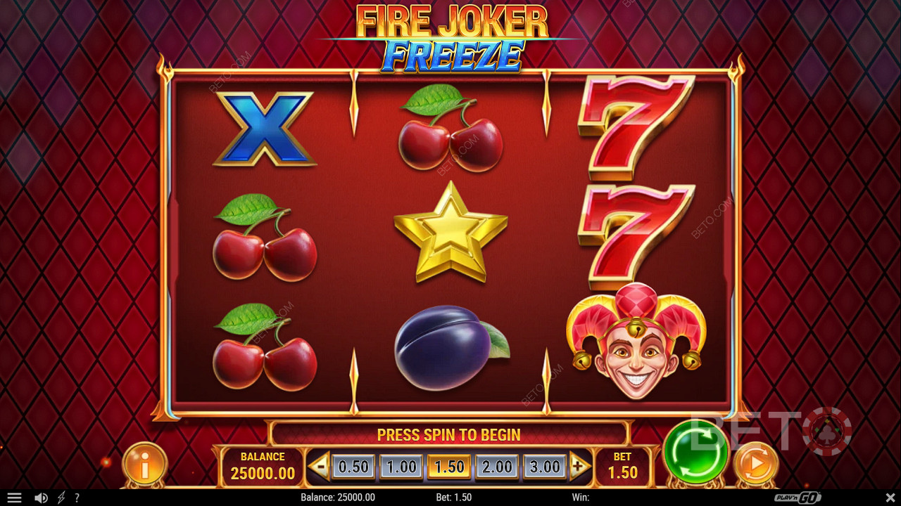 Lõbutsege klassikalise kujunduse ja kaasaegsete funktsioonidega Fire Joker Freeze slotis.