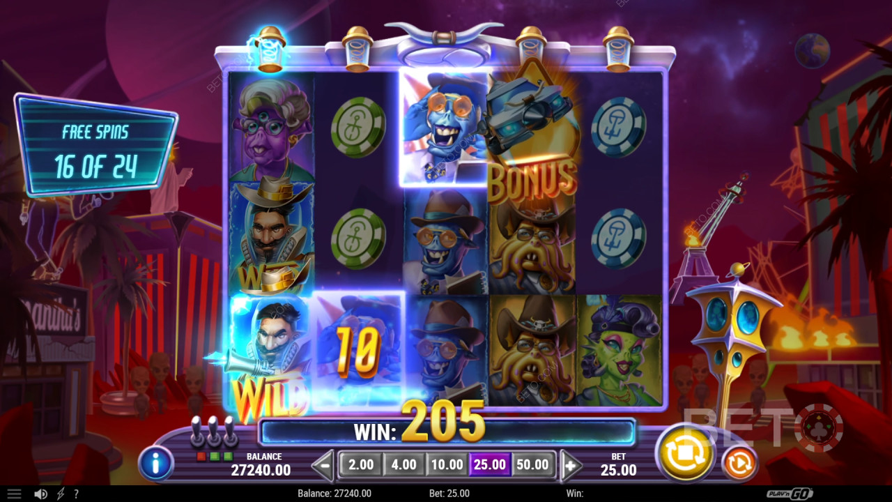 Boonusfunktsioonid selgitavad Invading Vegas Revenge on Mars poolt Play