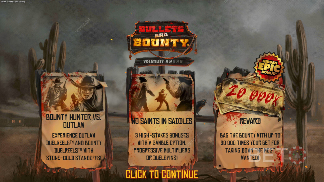 Boonusfunktsioonid, mida selgitab Bullets and Bounty by Hacksaw Gaming