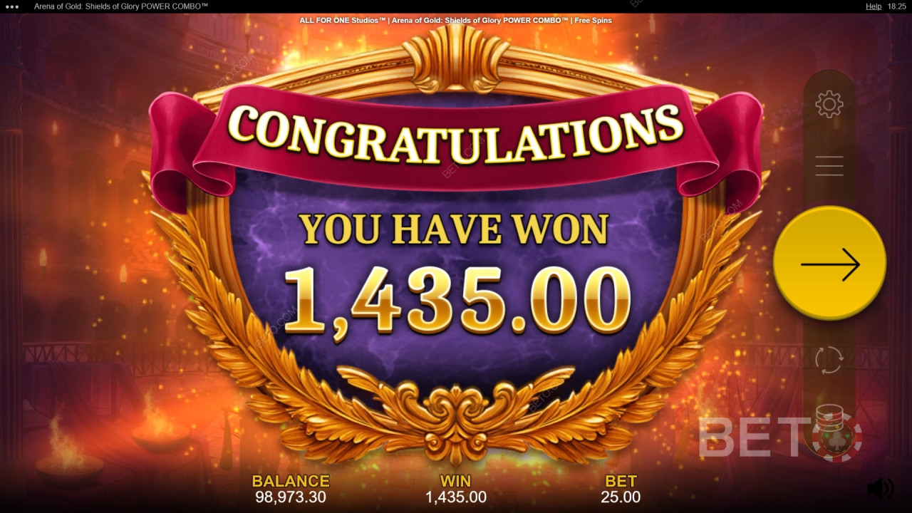 Võida 10,000x oma panus kullaareenil: Shields of Glory Power Combo videomänguautomaadis!
