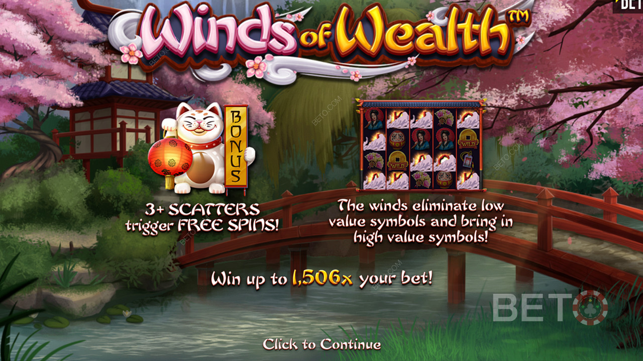 Maksimaalne võit on 1,506x sinu panusest Winds of Wealth online slotis.