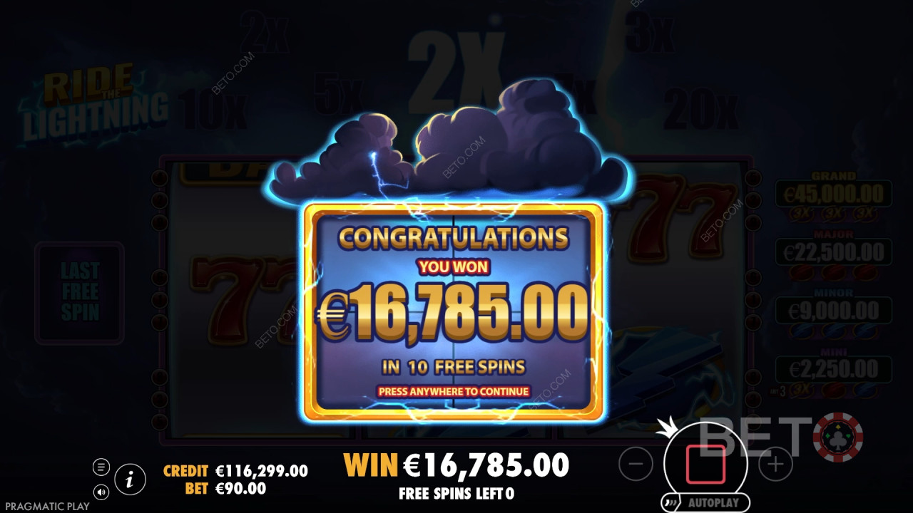 Võida 10,000x oma panus Ride the Lightning Slot Online!