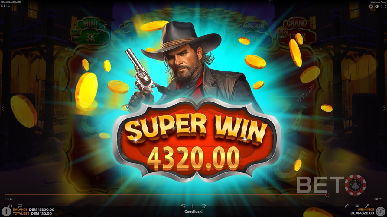 Võida 5,105x Sinu panus Mustang Rush online slotis!