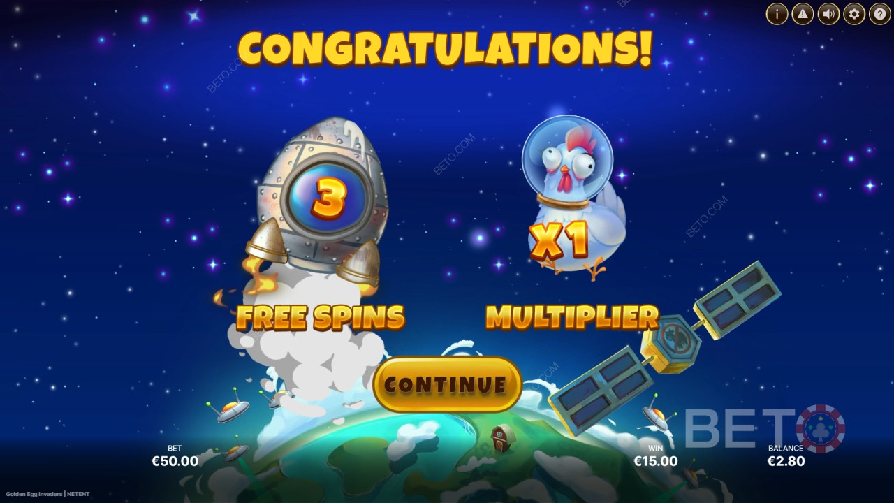 Boonusfunktsioonid, mida selgitab Golden Egg Invaders, mille on koostanud NetEnt