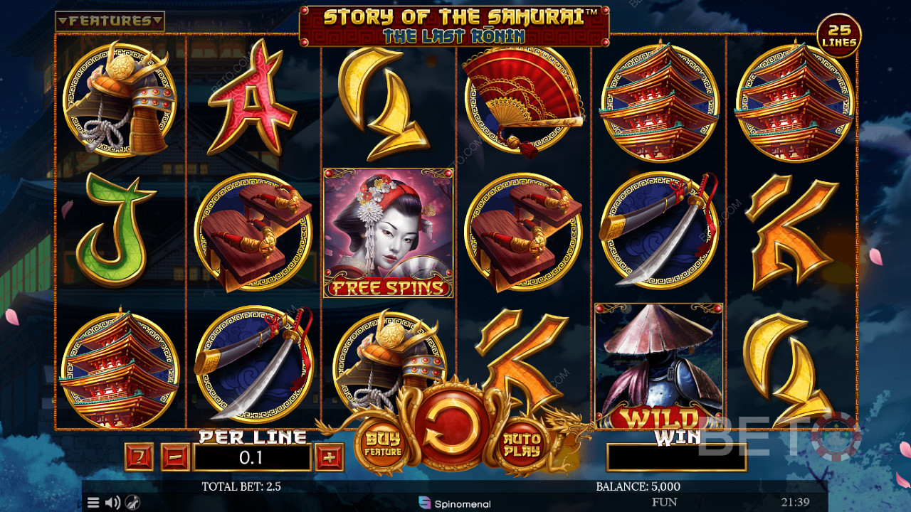 Naudi sagedasi võite mänguautomaadis Story of The Samurai The Last Ronin