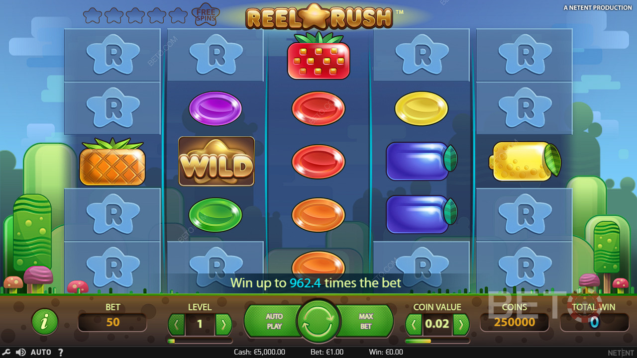 Wild-sümbolid ilmuvad sageli, et aidata Reel Rush mänguautomaadis võitu luua.