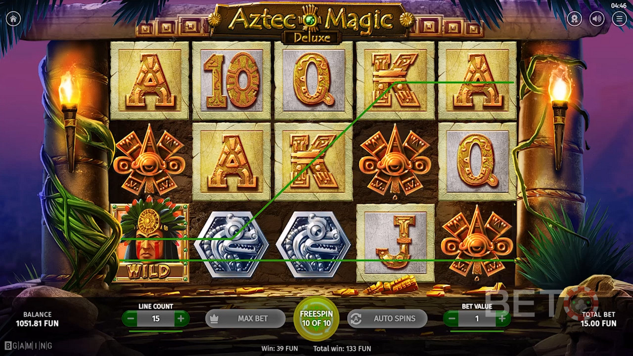 Asteekide sõdalane Wild aitab luua võite Aztec Magic Deluxe kasiinomängus