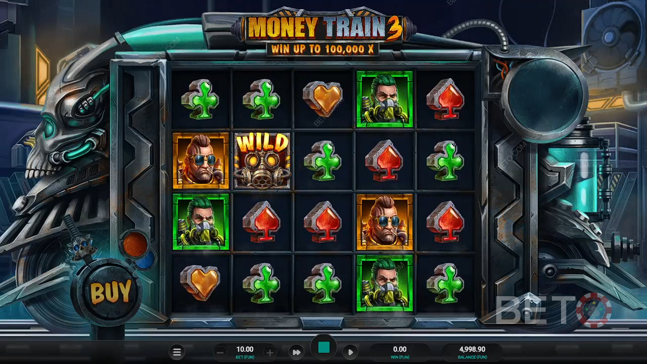 Nautige Money Train 3 mänguautomaadi põhimängus kindlat respin-vooru.