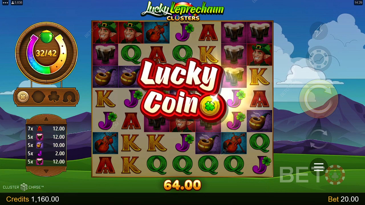 Võida 4600x oma panus Lucky Leprechaun Clusters video slotis!