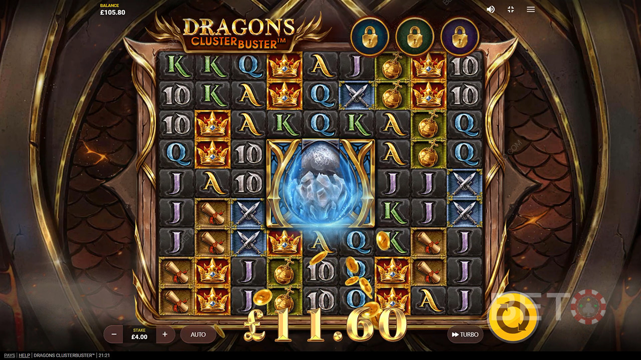 Boonusfunktsioonid, mida selgitab Dragons Clusterbuster by Red Tiger