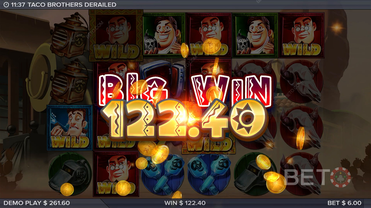 Võida 10,000x oma panus Taco Brothers Derailed Video Slot!