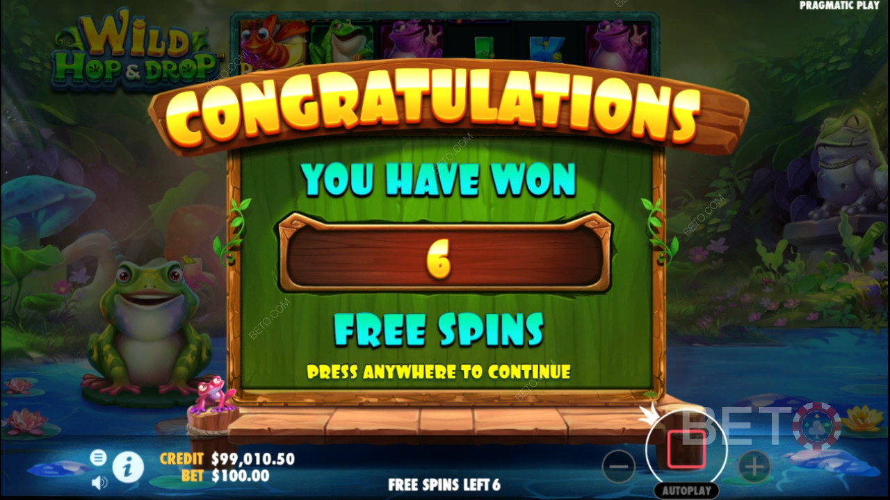 Boonusfunktsioonid, mida selgitab Wild Hop ja Drop by Pragmatic Play