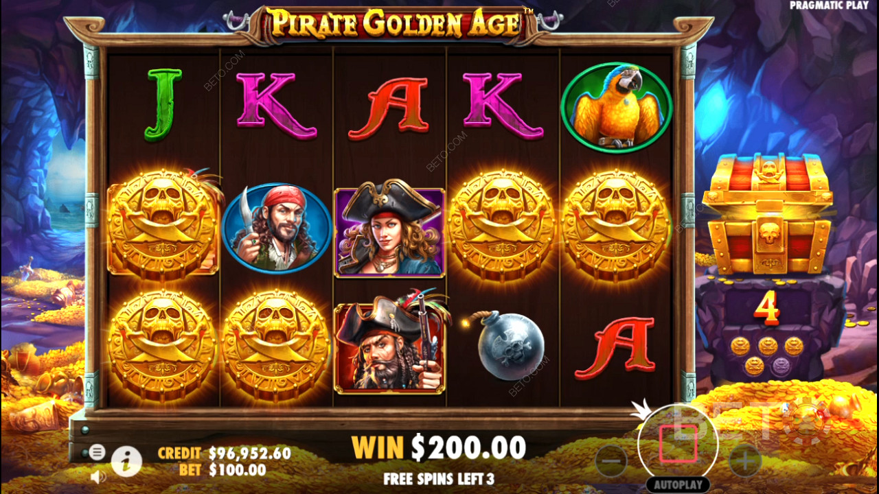 Pirate Golden Age online mänguautomaadi tasuta spinnides ilmuvad sageli müsteeriumisümbolid.