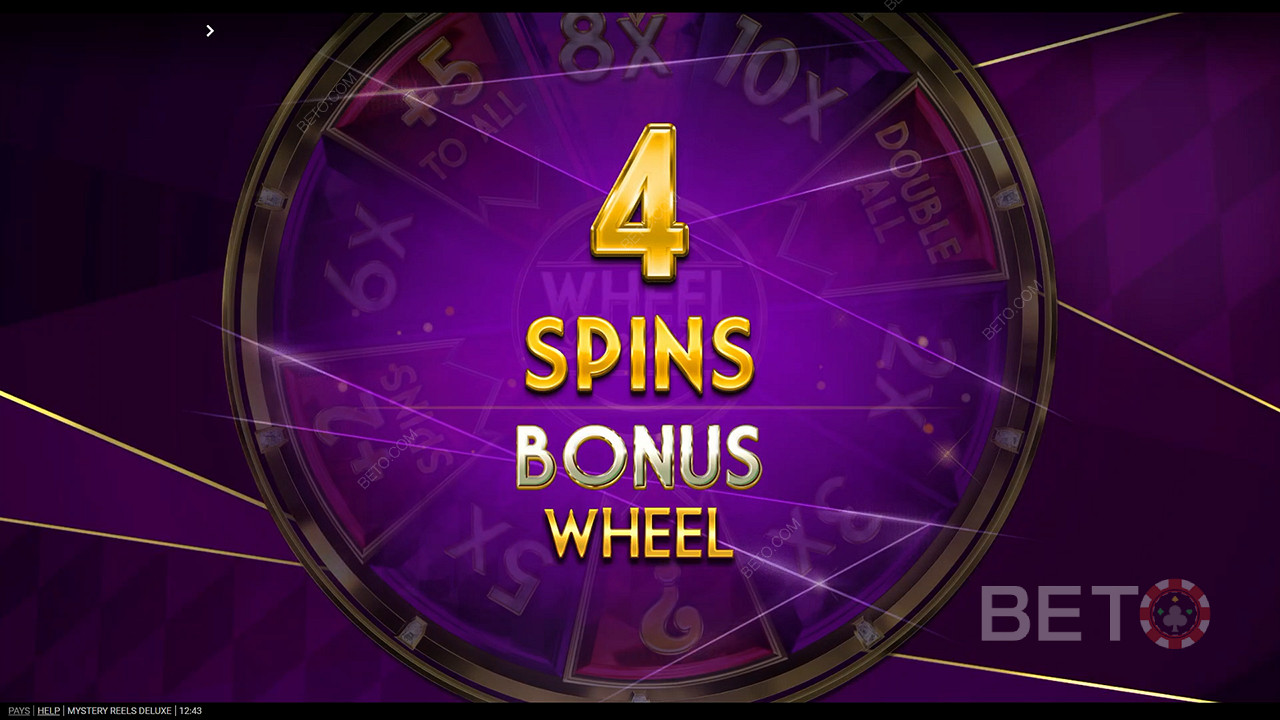 Võida kuni 15 spinni boonusrattal, kui saad Wheel Deluxe sümboleid maandada.