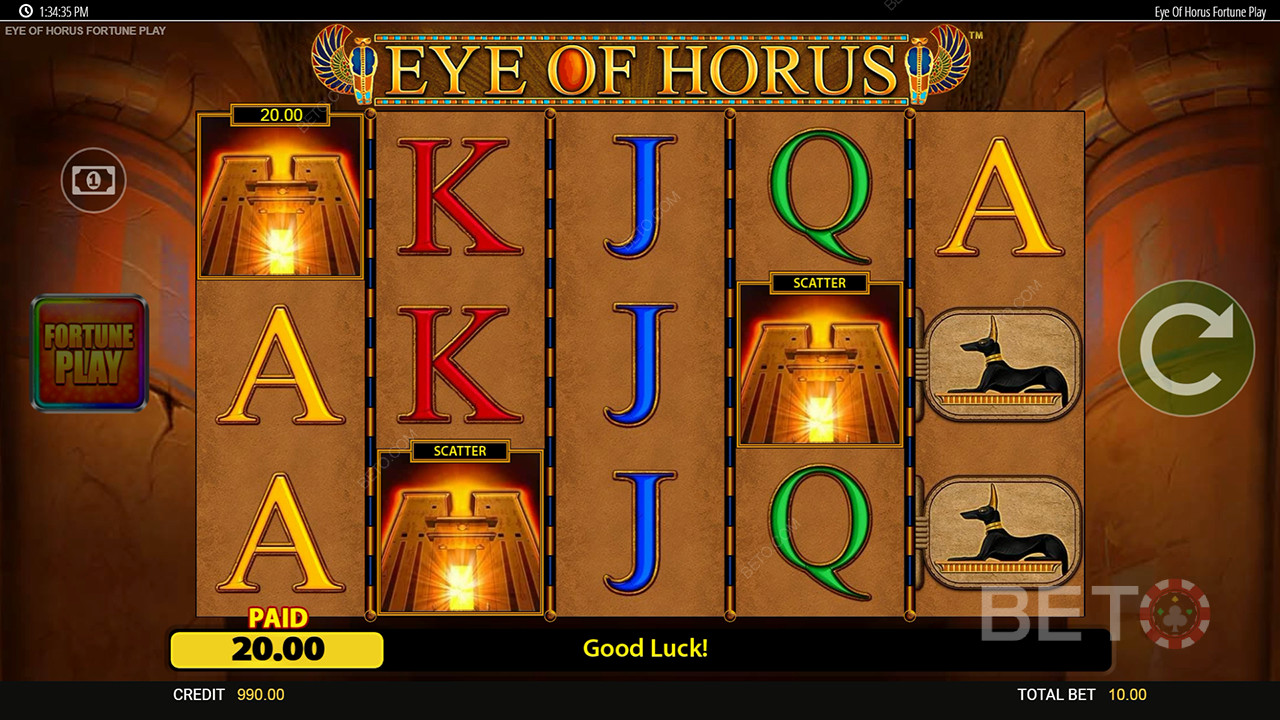 Otsus Eye of Horus Fortune Play Online Slot kohta