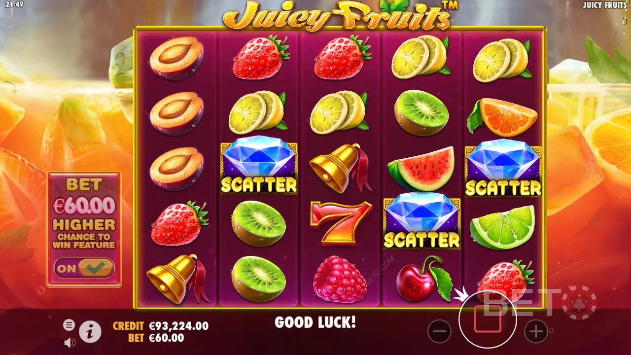 Juicy Fruits videopesa mängumängu mängitavus